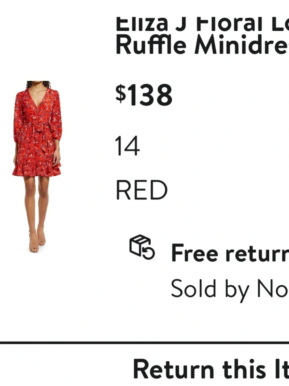 Eliza J Red Floral Wrap Dress - Picture 6 of 6